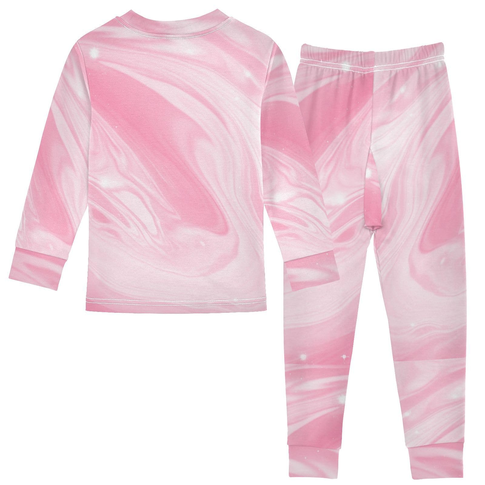 Pink Marble Soft Comfy Pajama Set 2 Piece Pjs Set Cotton Sleepwear Long Sleeve Top and Pants 8Y