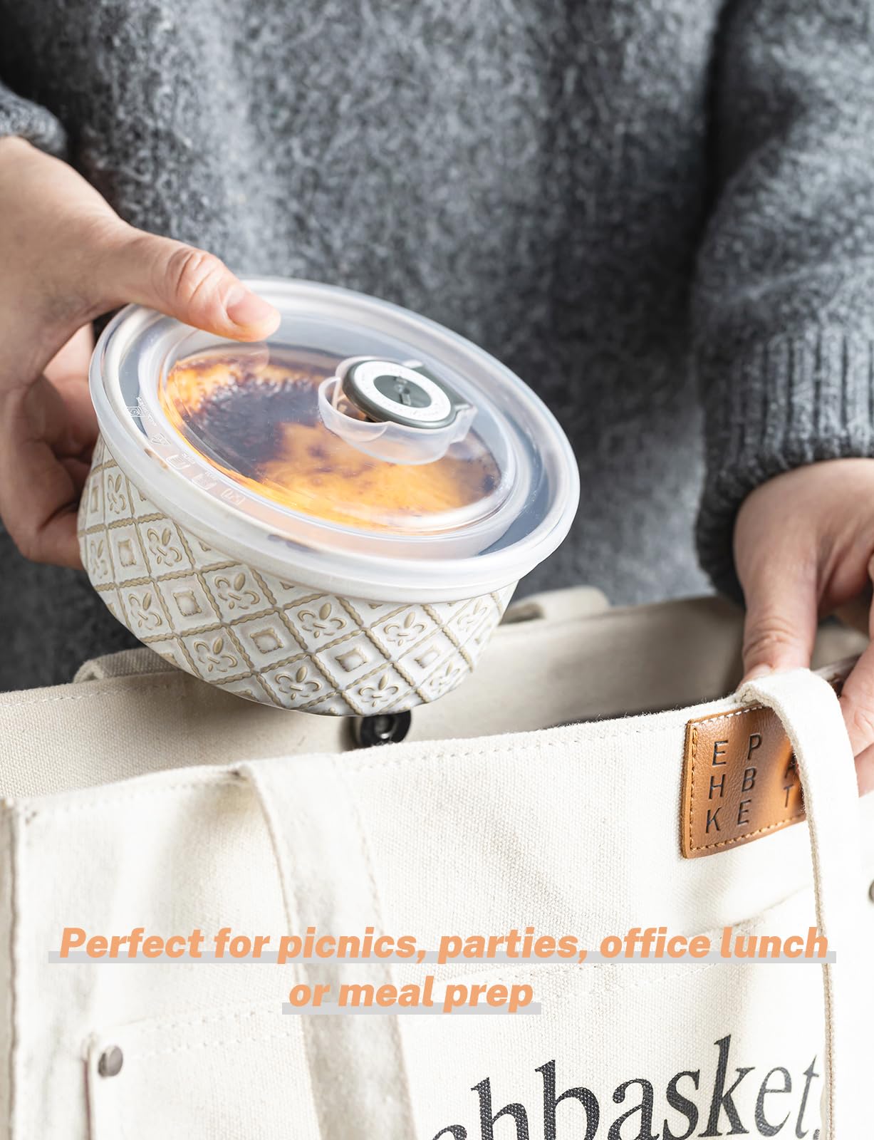 Platos pequeños de cerámica para horno, cuencos de charcutería de 16 onzas, juego de ramequines de crema brulee con tapas, tazas de natillas de pudín, juego de 4, color beige