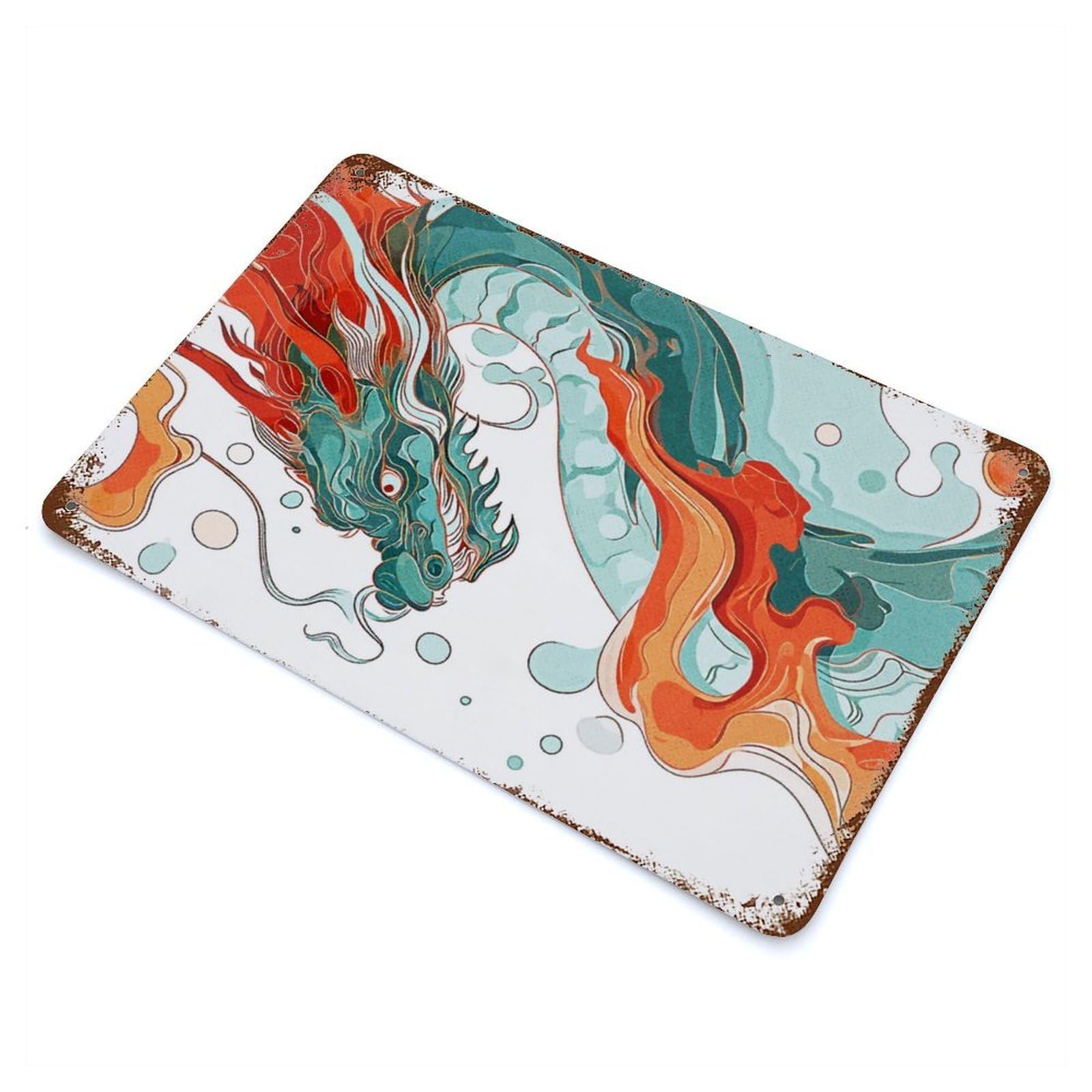 Dragon Abstract Decorative Tin Sign 11.8"x7.9", for Cafe, Home Bar And Lounge Decor, Decorative Metal Wall Art
