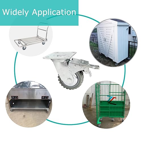 Miniatura 5 de ITINA Ruedas giratorias resistentes de 4 pulgadas rotación de 360 grados 2000 libras placa de capacidad total ruedas giratorias de goma