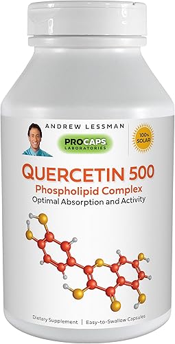 ANDREW LESSMAN Quercetina 500  240 cápsulas  500 mg de complejo único de fosfolípido de quercetina, fórmula altamente absorbente para apoyar la