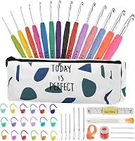 Conjunto de 14 tamanhos de agulhas de crochê, kit de crochê para iniciantes e adultos, acessórios de tricô, ferramentas com estojo, agulhas de crochê de alumínio de 2,0 mm-10,0 mm, aderência