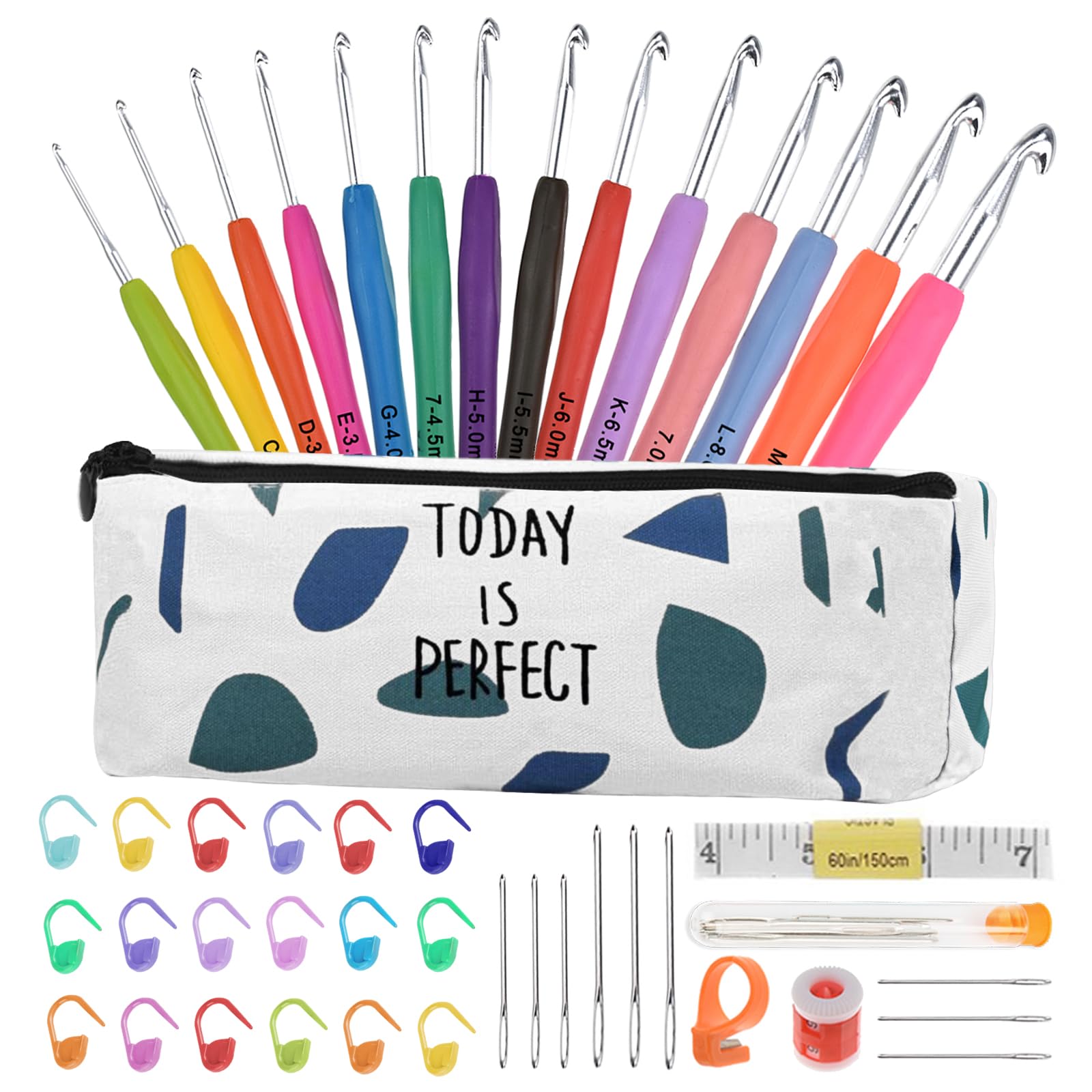 Häkelnadel Set 14 Stück Bunte Ergonomische Soft Gummi Comfort Grip Häkeln