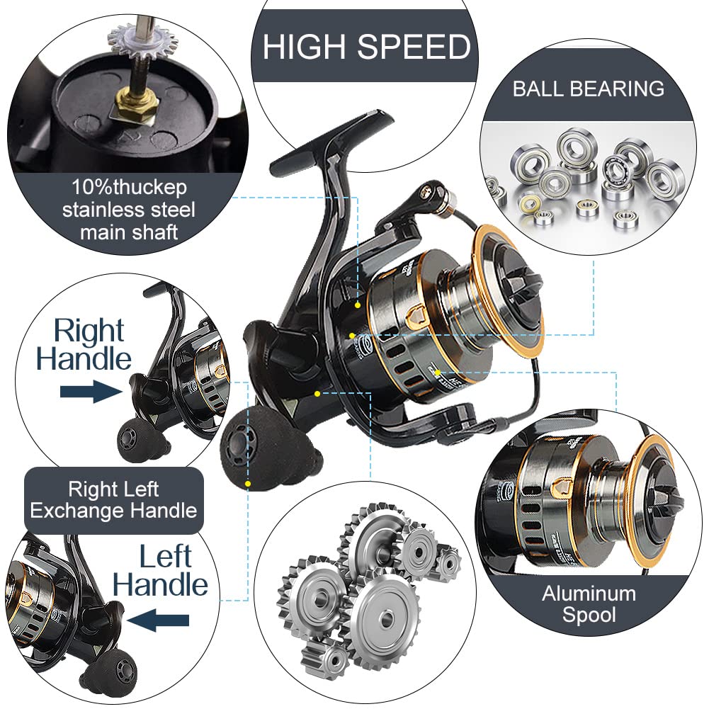 HPLIFE Spinning Reel, Saltwater Fishing Tackle Thread Slip Prevention Max Drag 35KG 12BB Left Right Exchange Handle 5.2: 1 Lightweight for Long-Distance Casting Freshwater/Sea Fishing