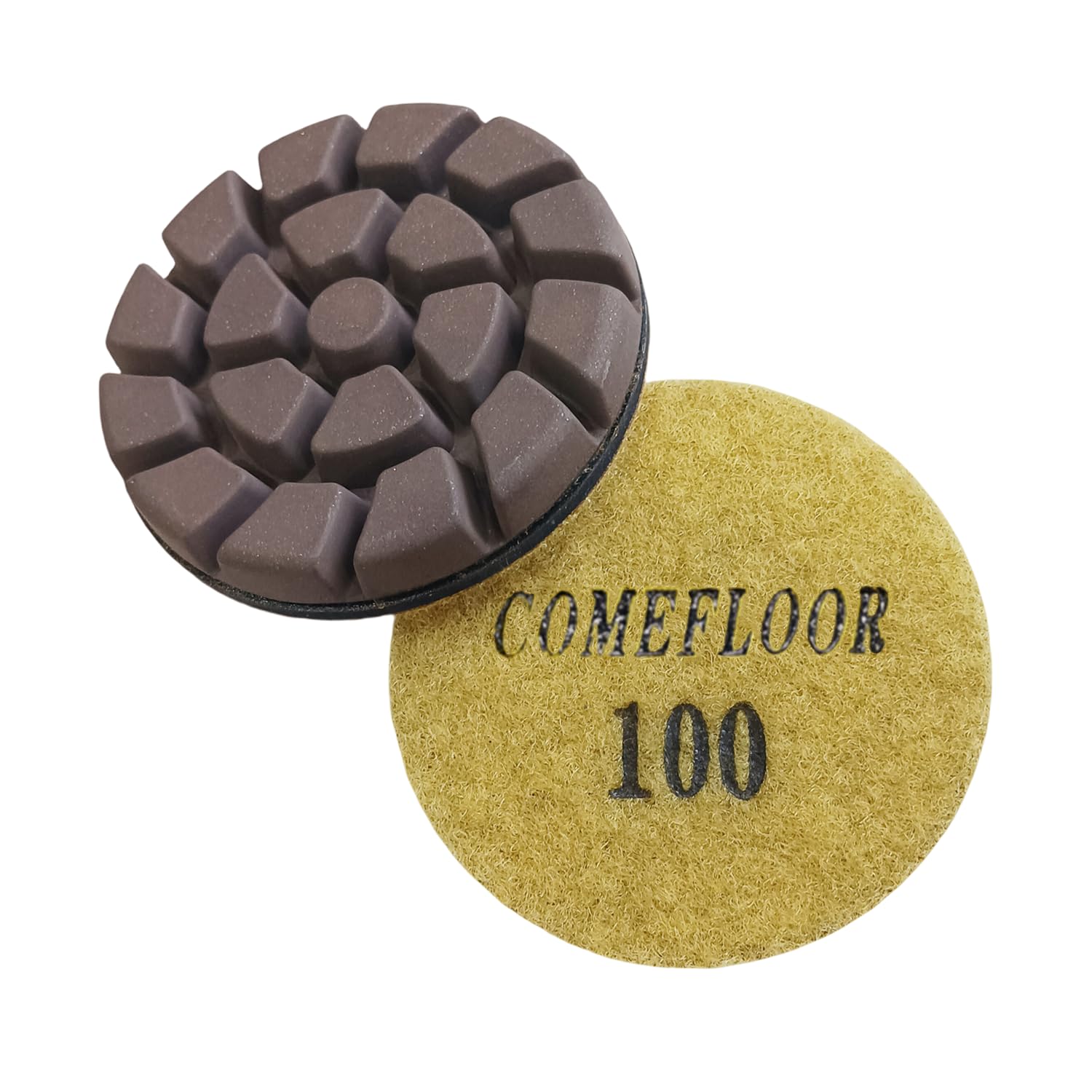 Concrete Floor Polishing Pucks Sharp Diamond Copper Bond Grinding Disc, Fit Ride-on Floor Grinder, Walk-Behind Grinder, 3 Inch Hook and Loop Long Using Life Polishing Pads, 100#