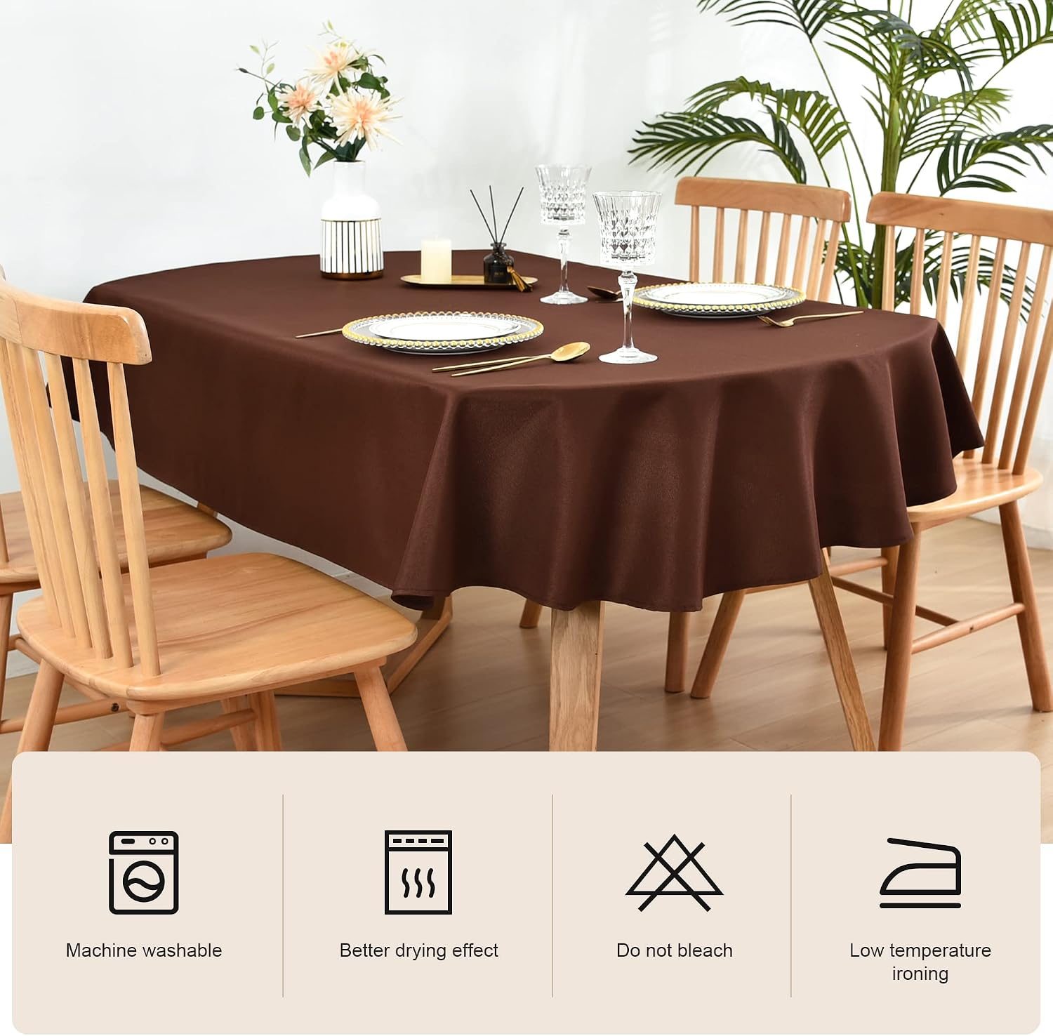 Wolkemer Large Oval Tablecloth 60 x 120 Inch Washable Fabric Table Cloth image 4