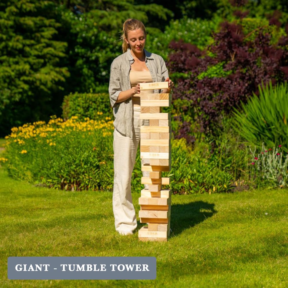 Uber Games - Torre di legno di pino - Dimensioni gigante - Giochi gigante da giardino - Torri in legno di pino certificato FSC - Ideale per eventi, matrimoni