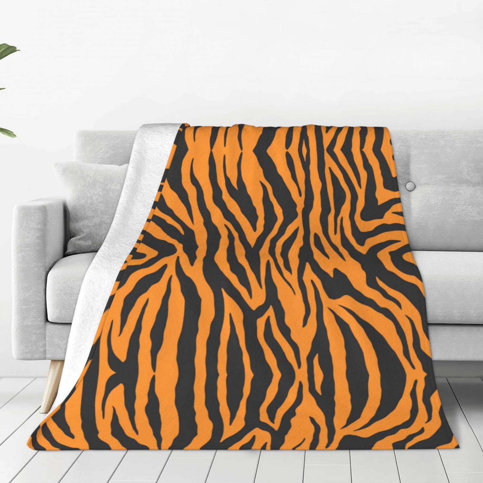 Couverture polaire léopard tigre orange pour lit et canapé d'automne chaude
