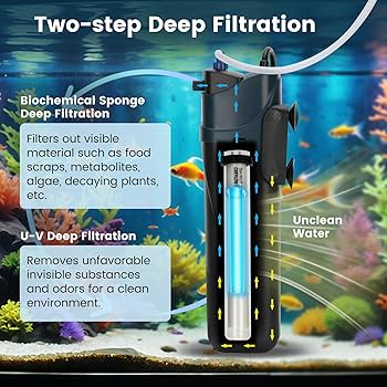 JUP-02 水槽フィルター 10~40ガロンの魚タンク用 4イン1 U-Vフィ JUP-02 水槽フィルター 10~40ガロンの魚タンク用 4イン1 U-V