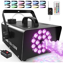MOSFiATA 1200W Fog Machine, Smoke Machine with 18LED Lights and 6000CFM Fog with Wireless Remote Control Perfect for Wedding, Festival, Party and Stage Effect