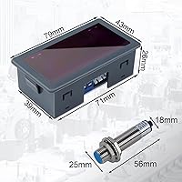 Vista 8 de Tacómetro digital LED, medidor de velocidad Icstation RPM AC 110V 220V Tacómetro de motor digital con sensor de interruptor de proximidad Hall NPN