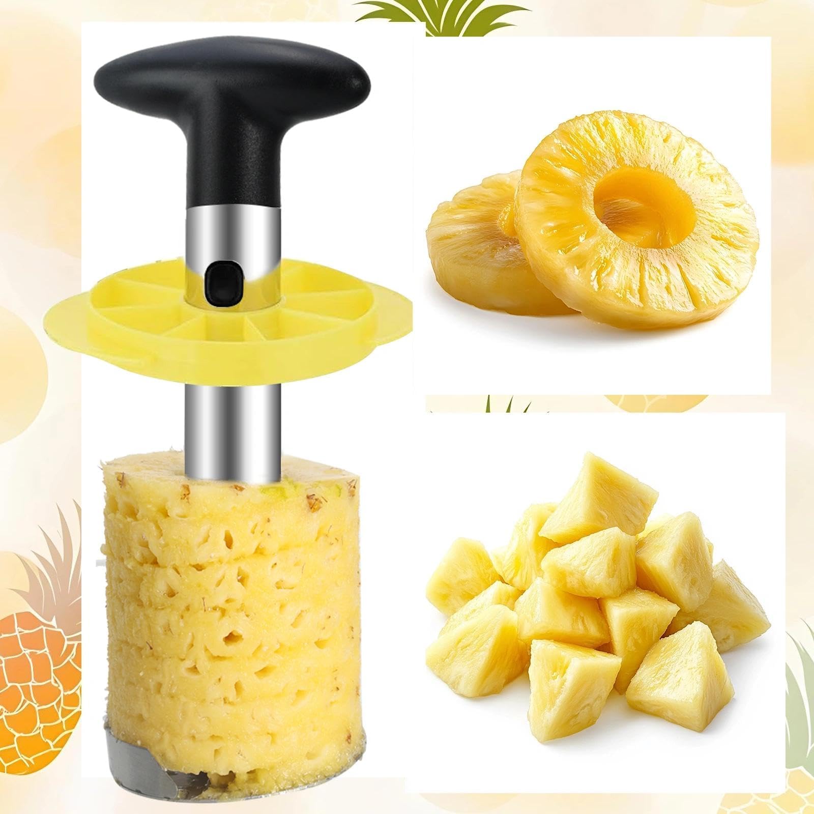 8 Pièces Coupe Ananas 2ème Génération, Éplucheur Ananas | Set outil ananas cuisine avec 1 coupe et 6 fourchettes en acier inoxydable, pour fêtes familiales et pique-niques