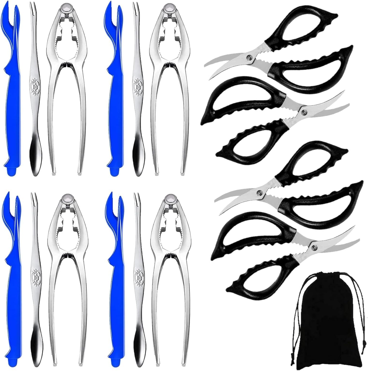 17Pcs Seafood Tools Set Stainless Steel Forks Opener Crab Lobster Crackers Shellfish Lobster Crab Leg Sheller Nut Crackers Dishwasher Safe