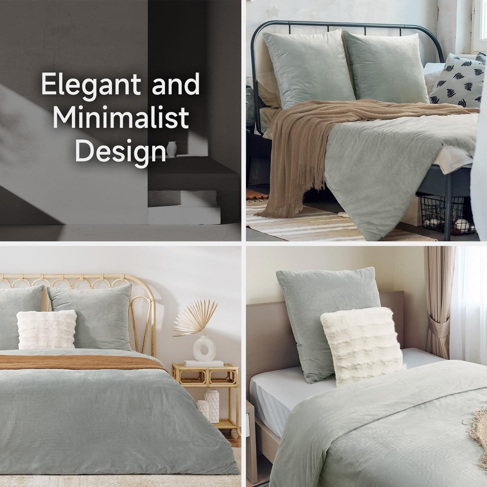 PanxHome Set Copripiumino in Velluto Cristallo 3 Pezzi per Autunno/Inverno, Caldo & Morbido, 1 Copripiumino 200x220 cm + 2 Federe 80x80 cm, Delicato sulla Pelle, Senza Pieghe, Lavabile in Lavatrice