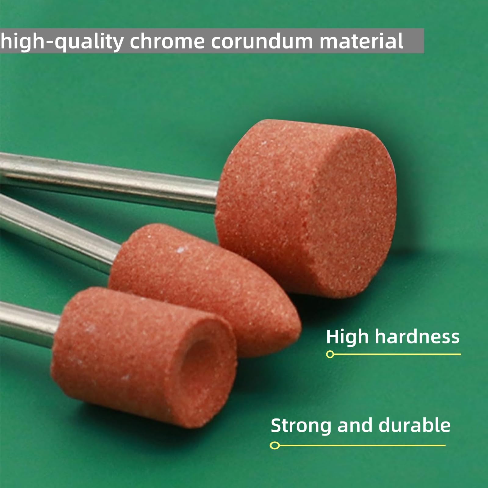 10 STKS Bruin Korund Slijpkoppen Kegelvormige Schurende Gemonteerde Steen Slijpschijf Hoofd 16mm Kop Dia 6mm Schacht Polijsten Wiel Tool voor Dremel Rotary Tool, Grijs