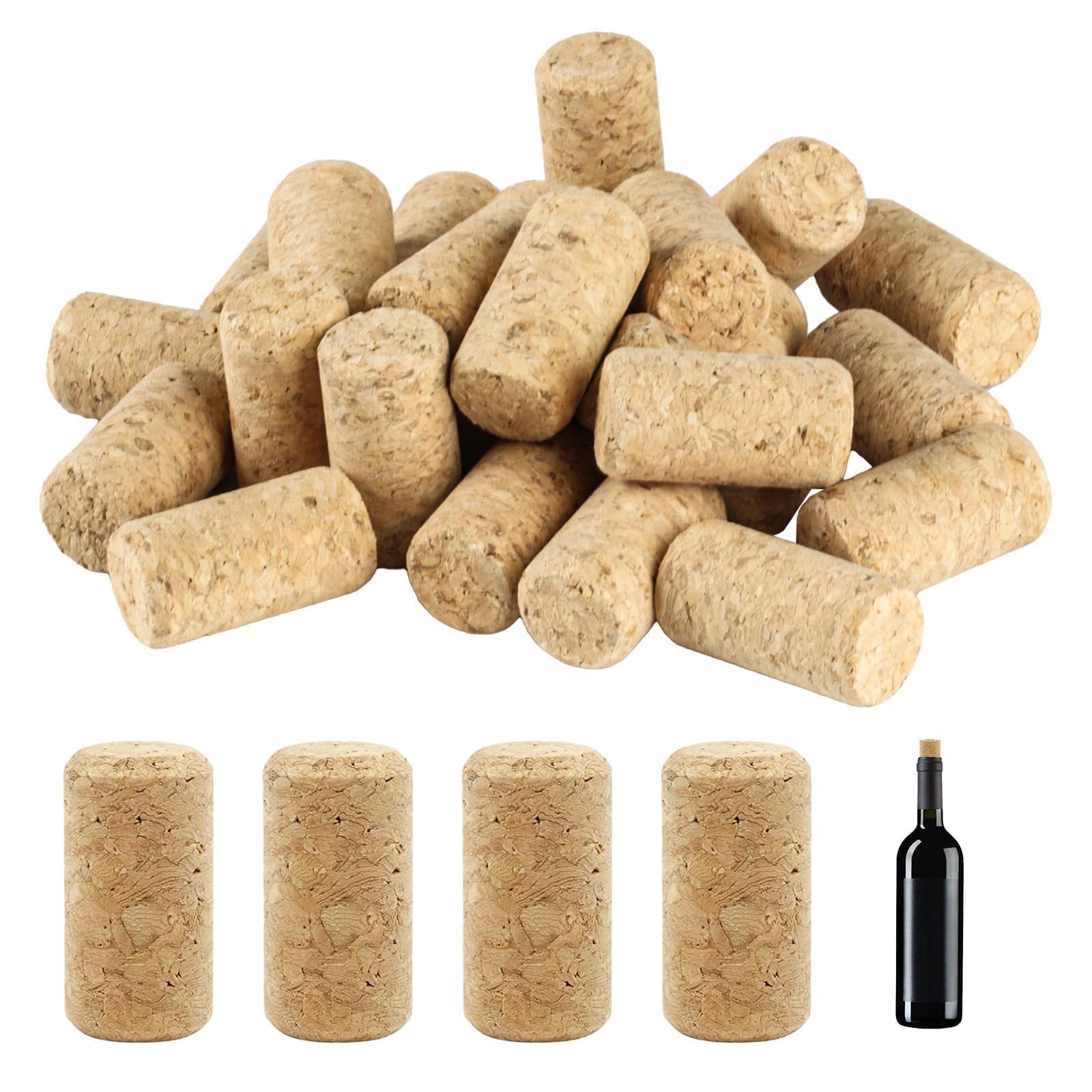 35 Pcs Corchos de Vino, Tapones de Corchos de Botella Naturales, Tapones Corcho Reutilizables, Tapones de Botella para Vino Tinto Botellas Manualidades y Decoración (21 x 38 mm)