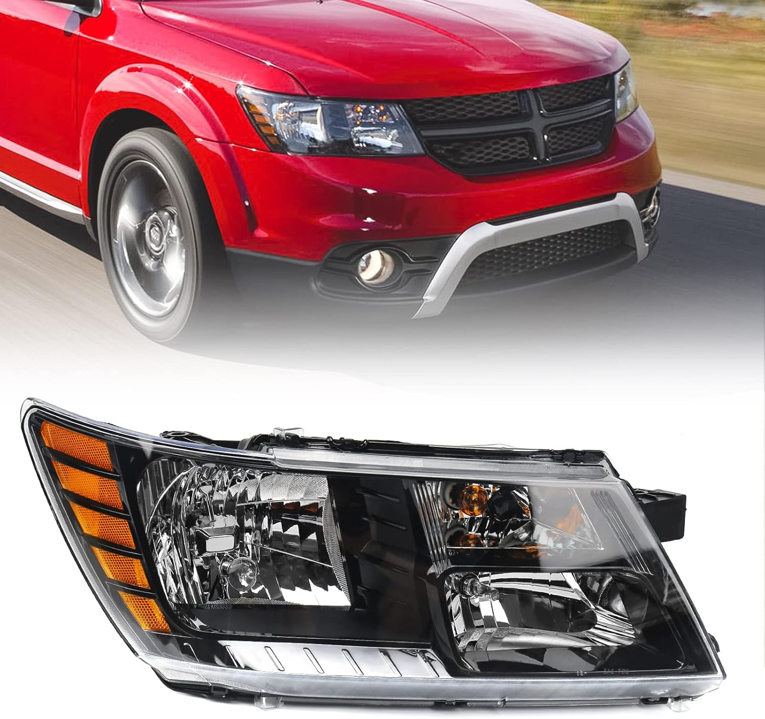 FIONE for Dodge Journey Headlight Assembly 20092018 Halogen Projector Headlamp