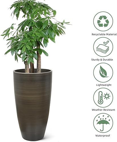 Miniatura 4 de Lucieblessdesign Macetero de 21 pulgadas de alto, para interiores y exteriores, juego de 2 macetas altas para porche, maceta grande con orificio de