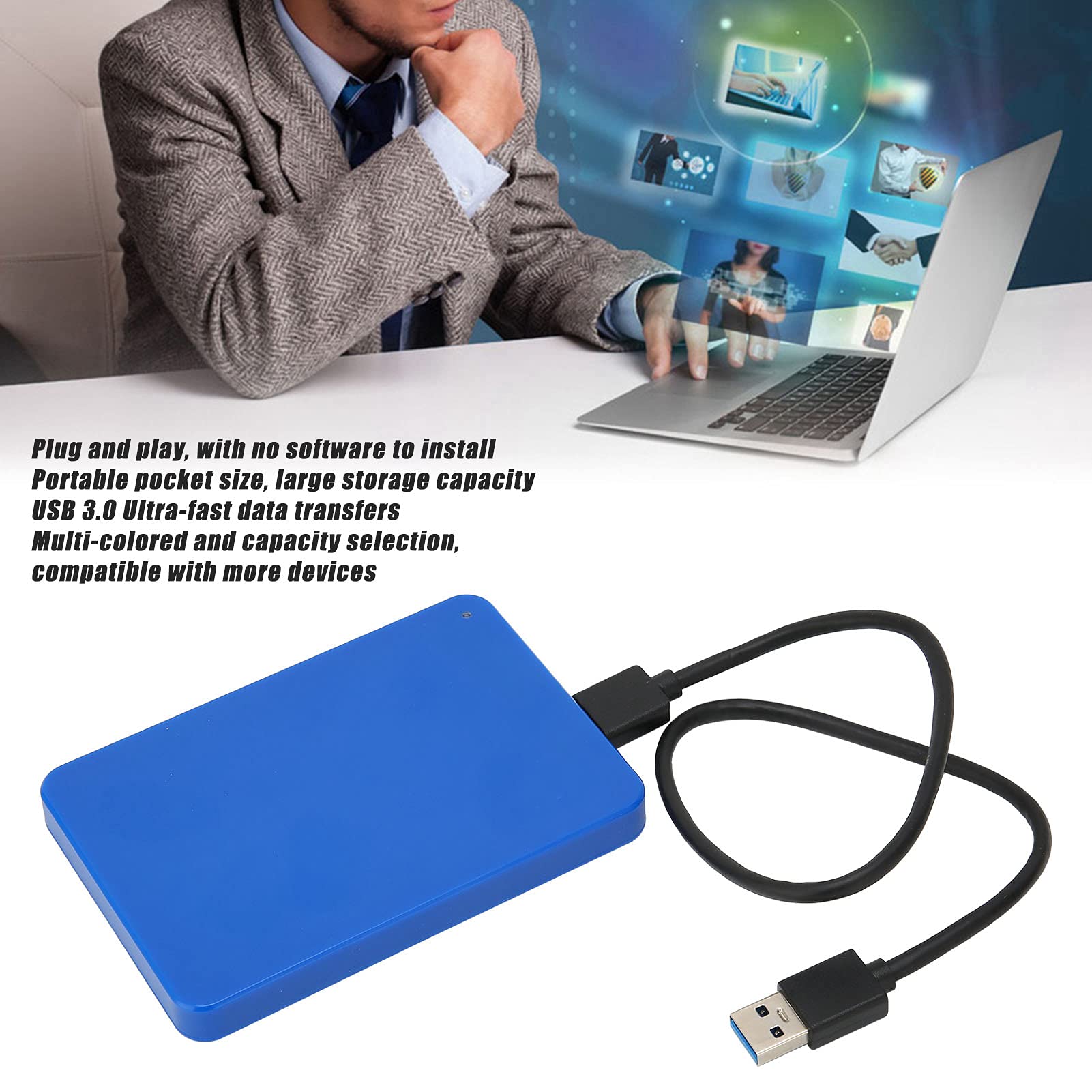 ciciglow USB 3.0 External Hard Disk,2.5-Inch Mobile Disk, Portable Storage,Convenient and Practical,Suitable for Desktop Computers,Notebooks,Monitorin
