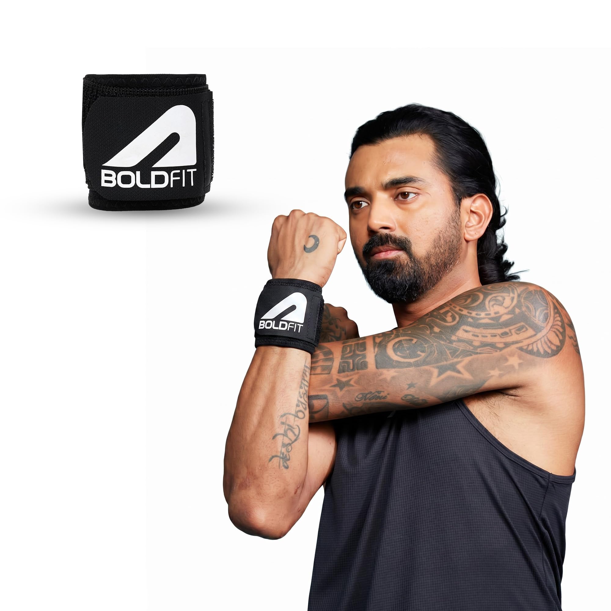 Boldfit Wrist Support for Gym, Men & Women Adjustable Wrist Band for Weightlifting, Powerlifting & Crossfit Breathable Compression Wrap, Black Pack of 1-picture-18
