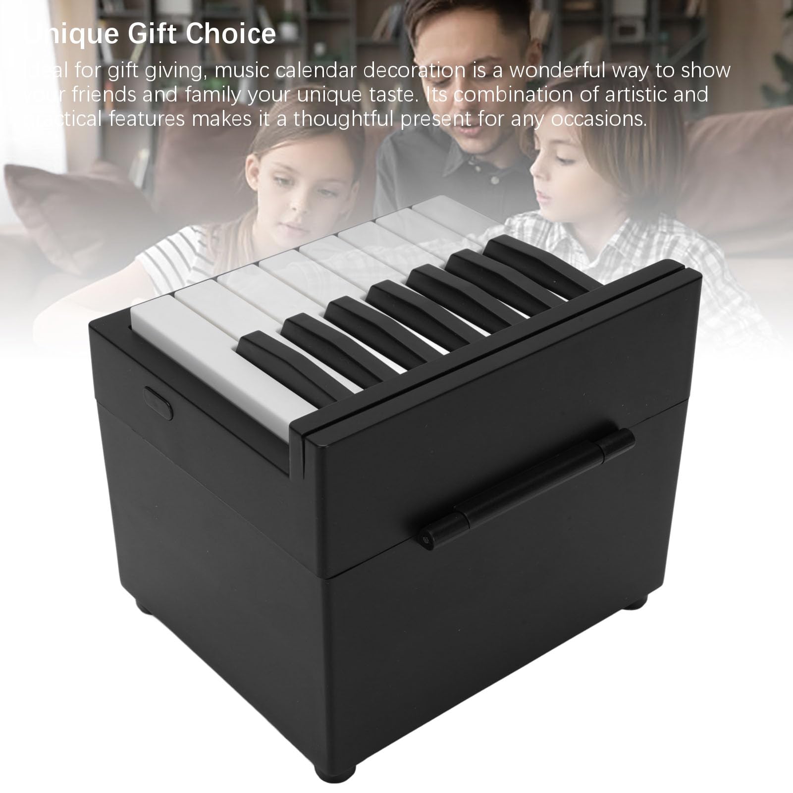 RiToEasysports Kalendarz Biurka Fortepianowego 2025 Kalendarz Muzyczny z Mini Elektronicznym Fortepianem do Biurowca i Dekoracji Domu (BLACK)