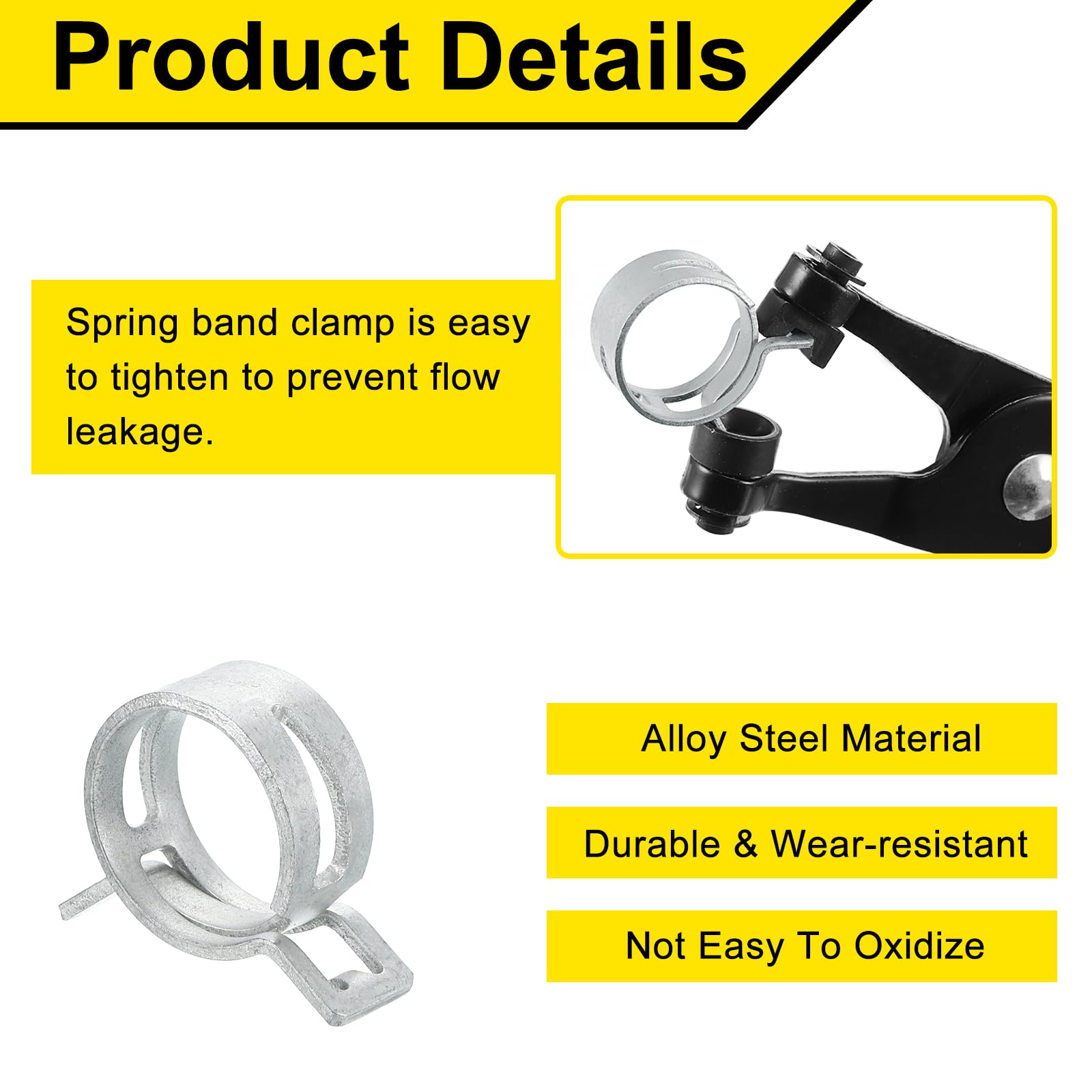 Sourcingmap 12Pcs Spring Band Type Action Fuel/Silicone Vacuum Hose Pipe Clamp - Image 3