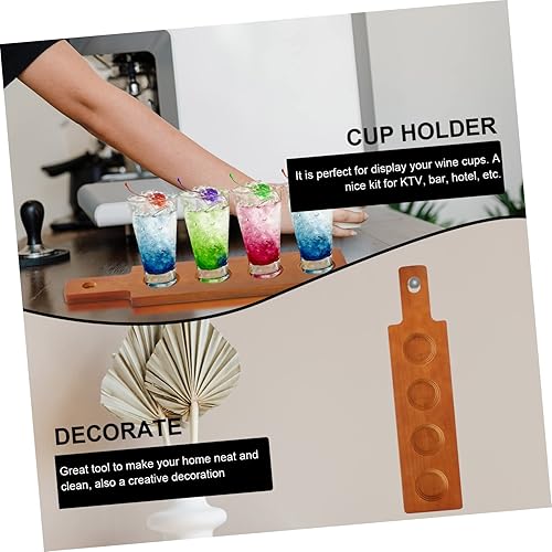 Miniatura 4 de CALLARON Juego de mesa de comedor para degustación de cerveza, muestreador de madera, bandeja de servicio de madera rústica, tablero de remo de 4