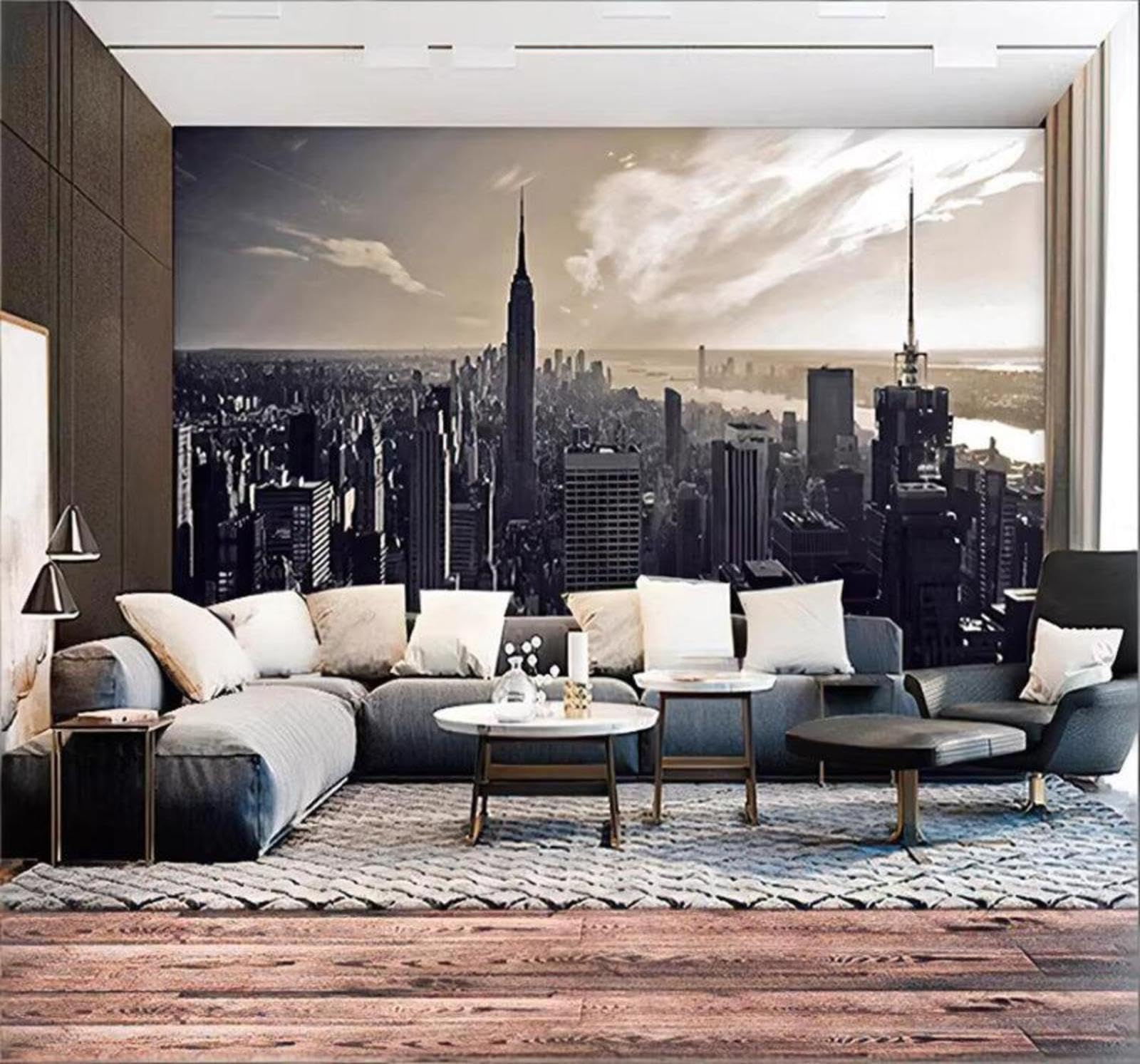 Wallpaper-3D-Xlm 400Cm×280Cm(B×H) Retro Three Dimensional Minimalist Urban Architecture Landscape 3D Wallpaper Easy Install Feature Office Living Room Sofa Bedroom Tv Background Wall Decoration-400Cm×280Cm