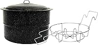 Granite Ware 33-Quart Water Bath Canner with Collapsible Jar Rack - Enamel Steel Pot for Home Canning, Cooking & Preserving Produce (Speckled Black)