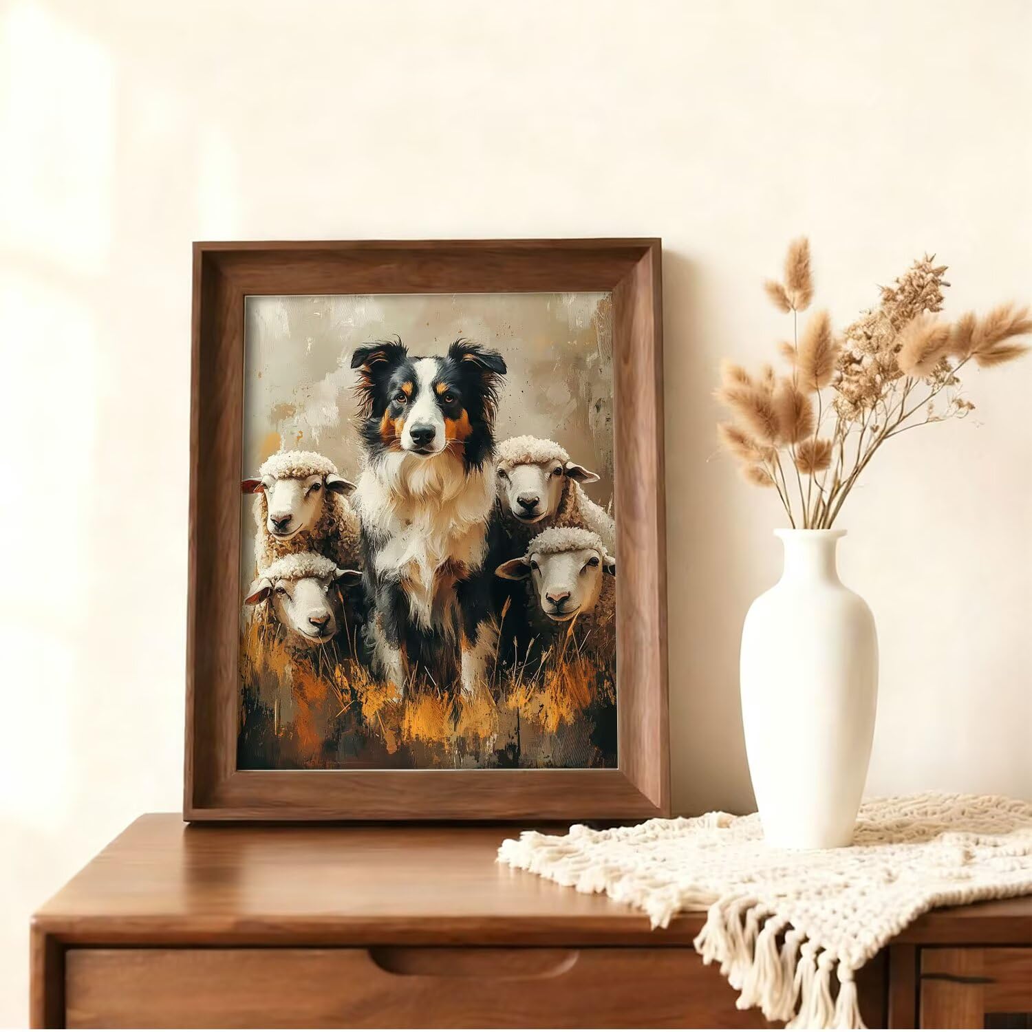 Diamond Painting Chien Mouton Mosaique Loisir Creatif Kit, Diy Diamond Point de Croix Broderie, Cristal Art Kit Peinture Diamant, Automne Halloween Decoration Murale, Cadeau de Noel 60x80cm W-l-164