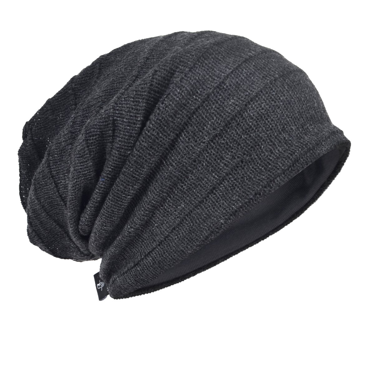 Hisshe Men's Ruga-Grey Knit Beanie Slouch Baggy Skull Cap Vintage Long Hip-Hop Winter Hat (Ruga-Grey)