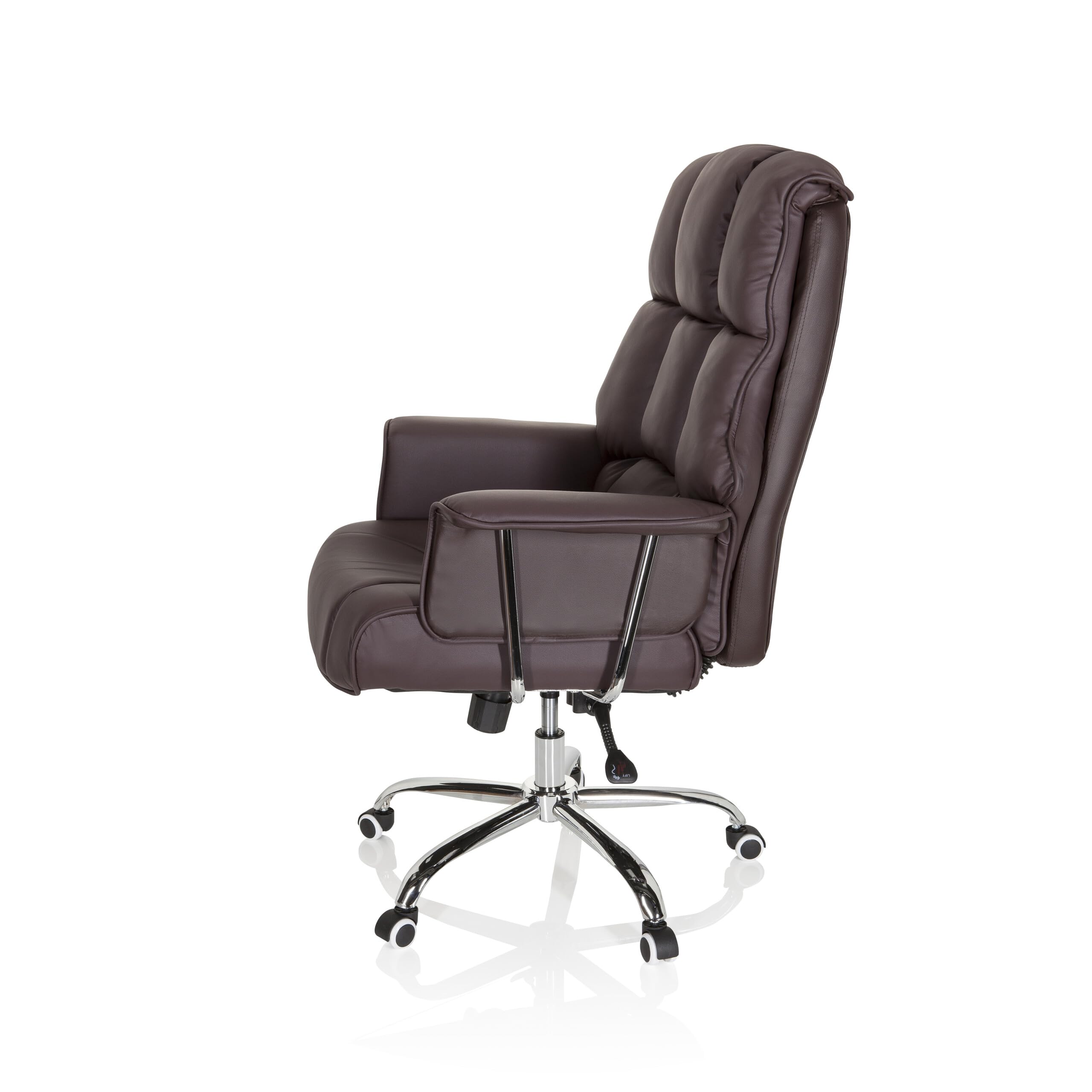 hjh OFFICE 706815 XXL Chefsessel Commander Kunstleder Braun Bürosessel dick gepolstert, Wippfunktion, hohe Rückenlehne