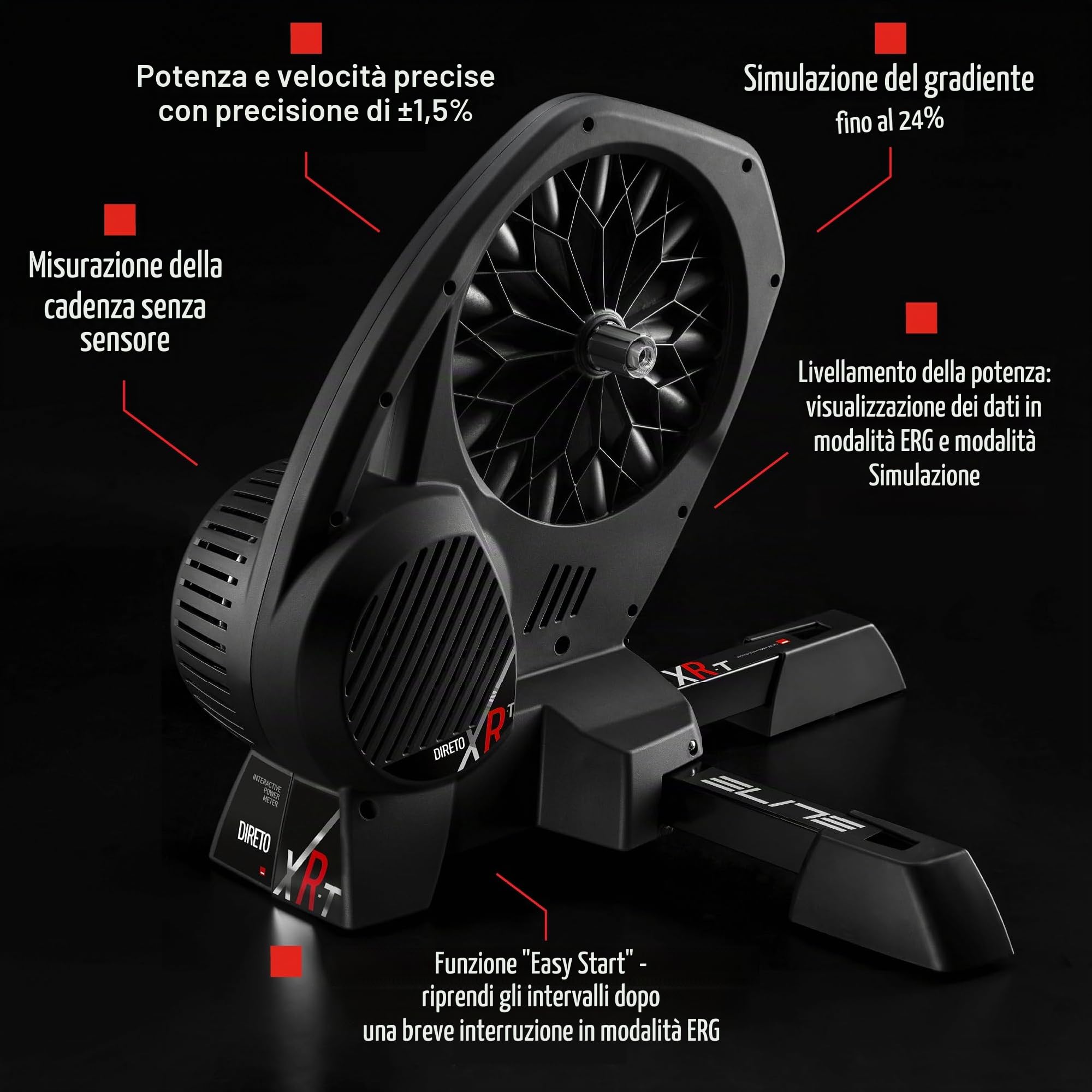 Elite Direto XR Smart Trainer Interattivo – Disponibile in Versione Standard o Bundle Zwift Cog e Click – Rullo a Trasmissione Diretta per Allenamento Indoor