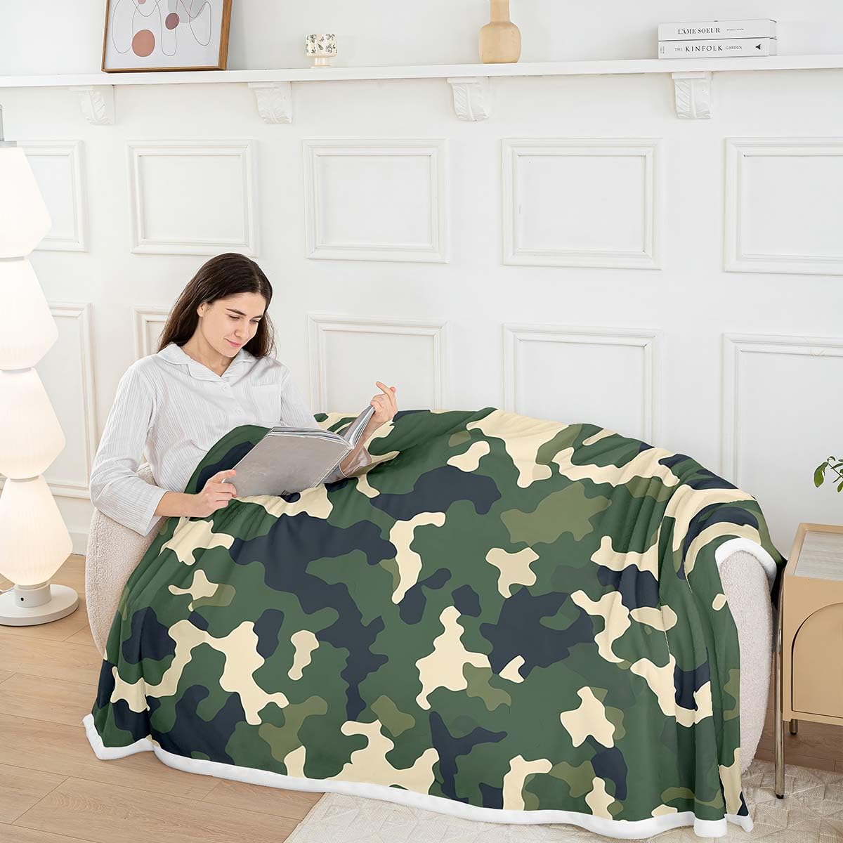 Homemissing Camouflage Fleece Throw Blanket 40x50Inch For Sofa Bed Couch Boys Kids Adult Teens Camo Plush Blanket Military Style Room Decor - Image 2