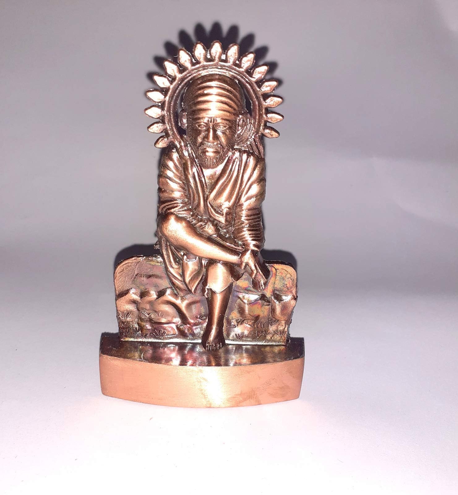 Sai Baba Idol Home Temple Decor Mandir Room Decoration Accessories Indian Hindu Pooja Murti Shirdi Saibaba Avatar God Brass Statue Puja Articles Interior Decorative Showpiece Items Gold