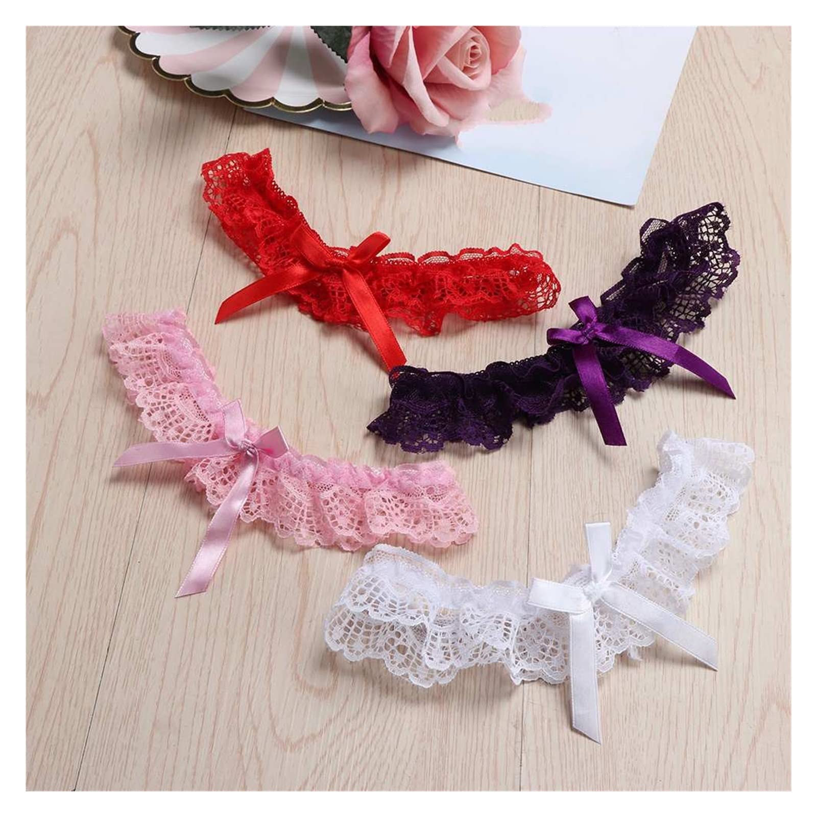 2 sztuk/zestaw damski panna młoda pas koronkowy Bowknot bielizna blokada nóg zestaw pas do pończoch koronkowy pas do pończoch (kolor: czarny, rozmiar: 33-60 CM) (czerwony 33)
