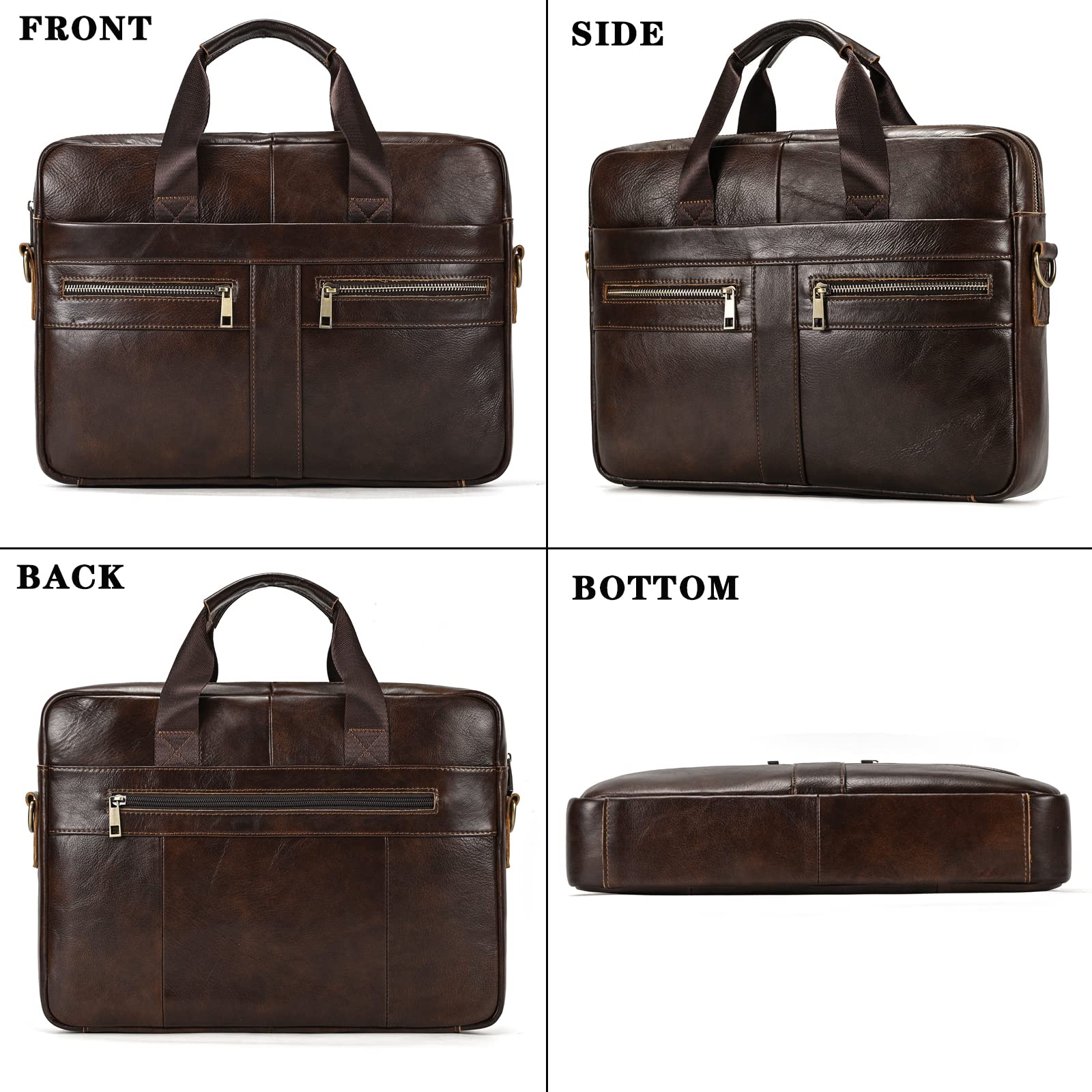 15.6 Zoll Herren Laptoptasche Leder Aktentasche Umhängetasche Handtasche für Business Notebook Büro, 3316 Braun