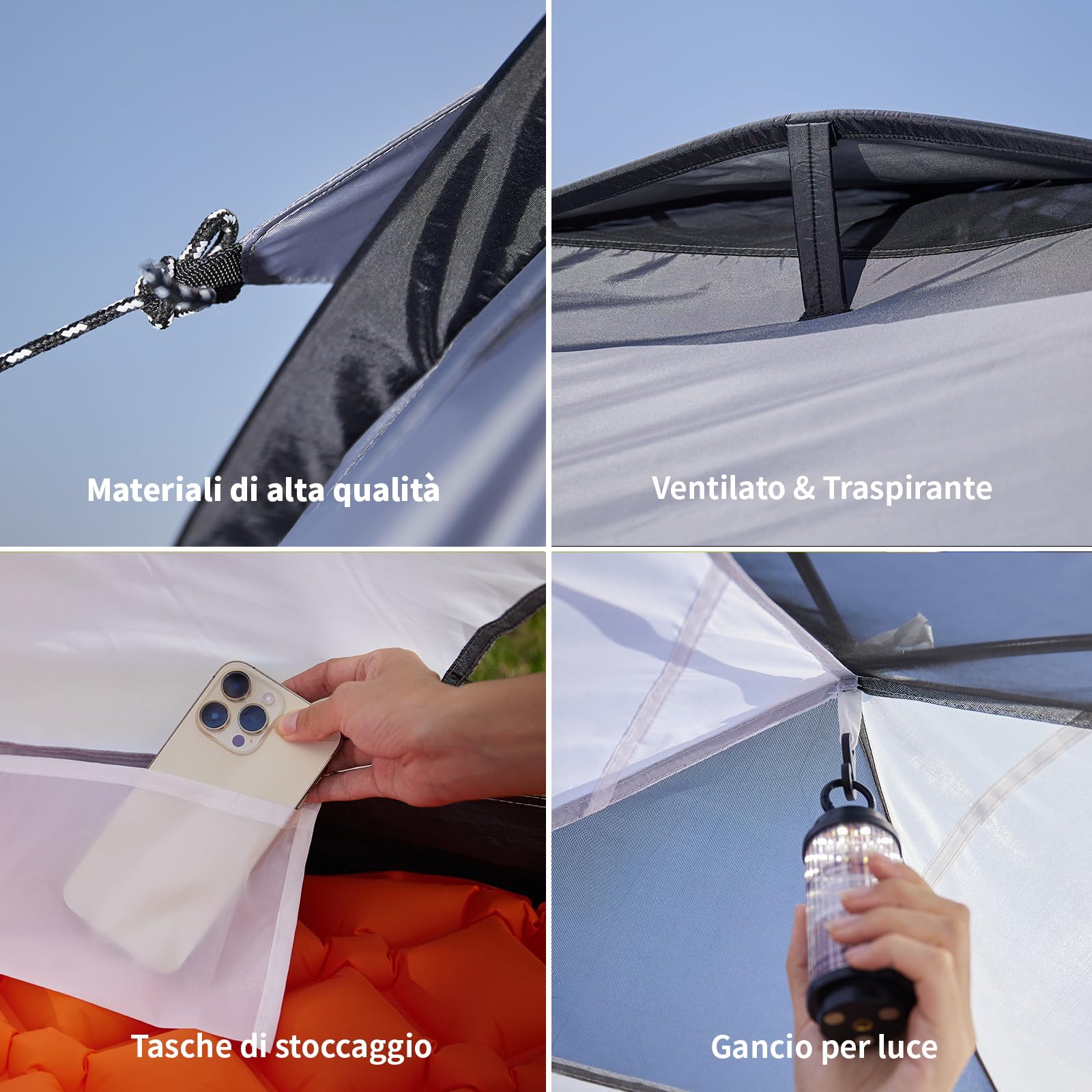 EchoSmile Tenda da Campeggio per 2/3/4 Posti, Impermeabile Ultraleggera Tenda, Facile da Installare, 3-4 Stagioni Tenda Campeggio per Escursioni All'aperto