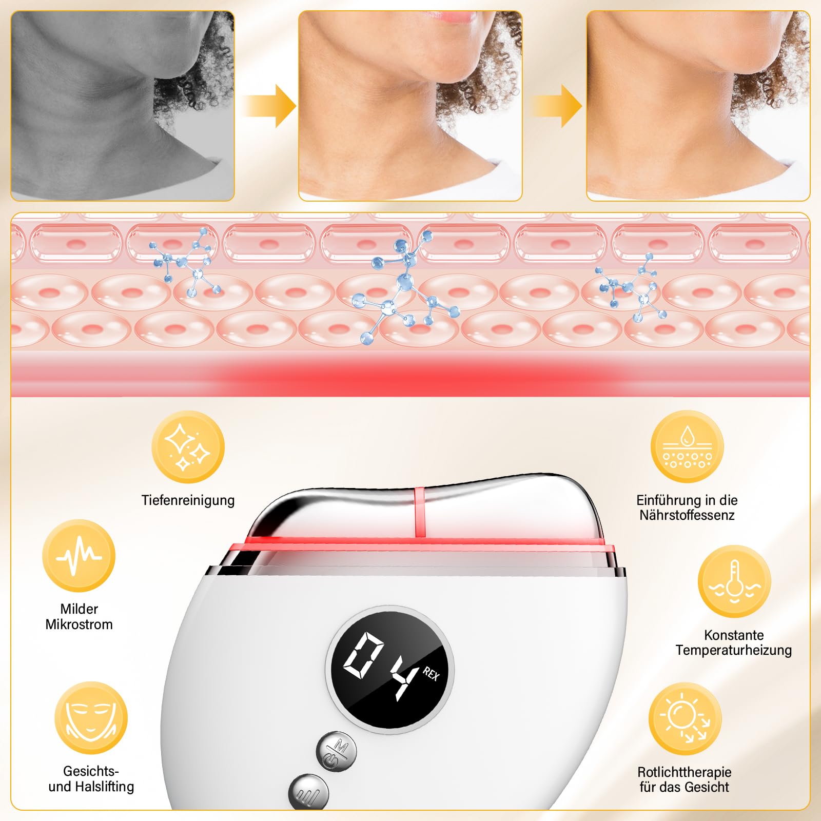 Eyoushow EMS Gua Sha, Gesichtsmassagegerät Gua Sha Elektrisch mit Smart 3 Modi Anti-Falten Schönheit Gerät, EMS Gesichtsmassage mit Vibration & Wärme für Gesichtsstraffung, Anti Falten Anti Aging - 5