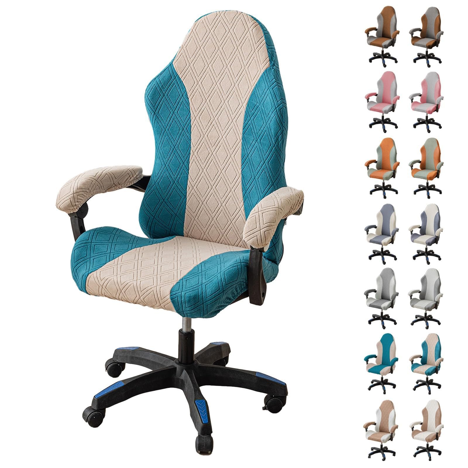 Tufkiss Gaming Chair Cover, Elastic Gaming Chair Cover, Office Chair Cover, with Armrest Cover, Gaming Chair Cover (No Chairs Included) (A Blue)