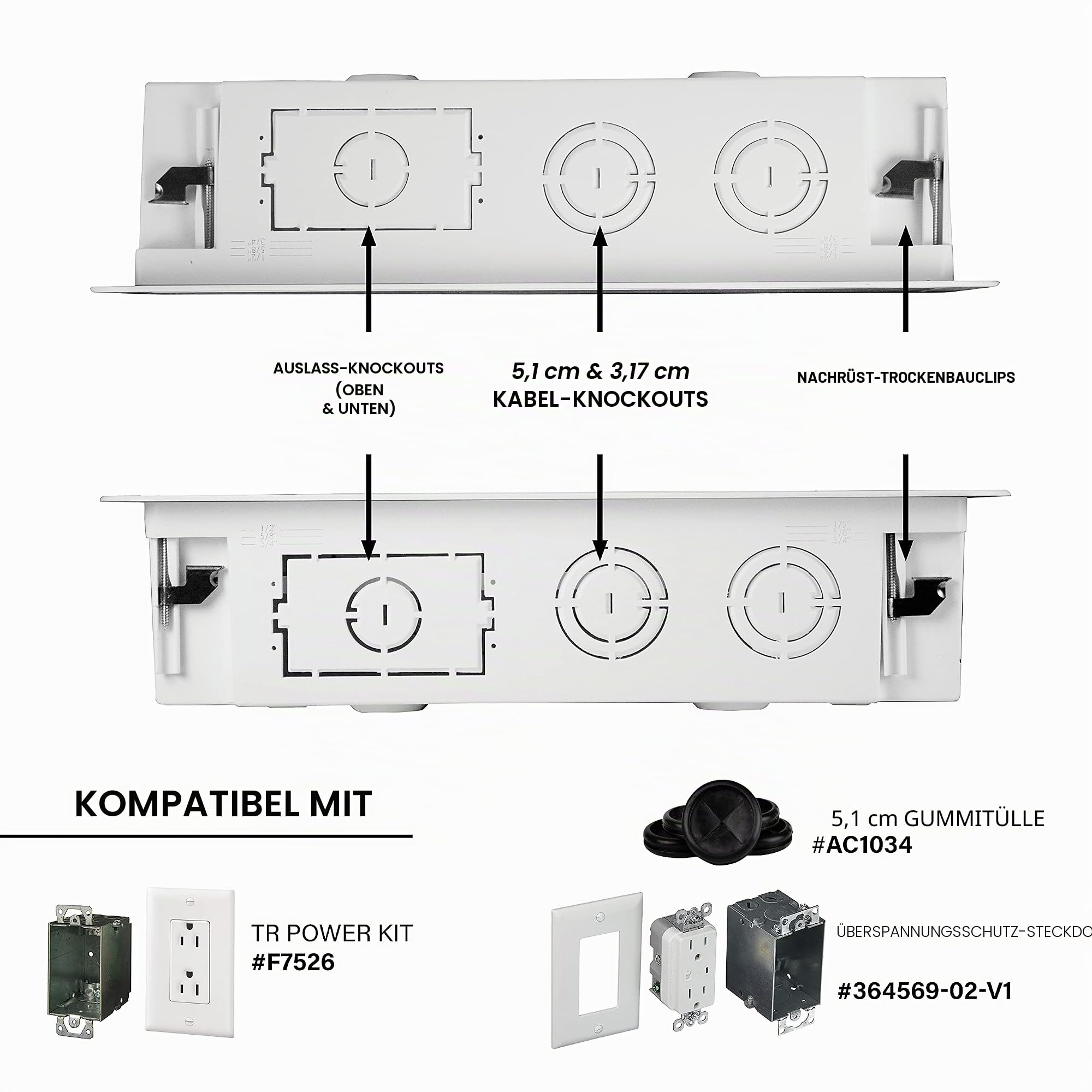 Legrand - OnQ Cable Management, strukturiertes Mediengehäuse, Wandeinbaugehäuse, TV-Heimkino-Box, versenkte Aufbewahrungsbox, vielseitig einsetzbar, 9 Zoll, Weiß (ENP0900-NA)
