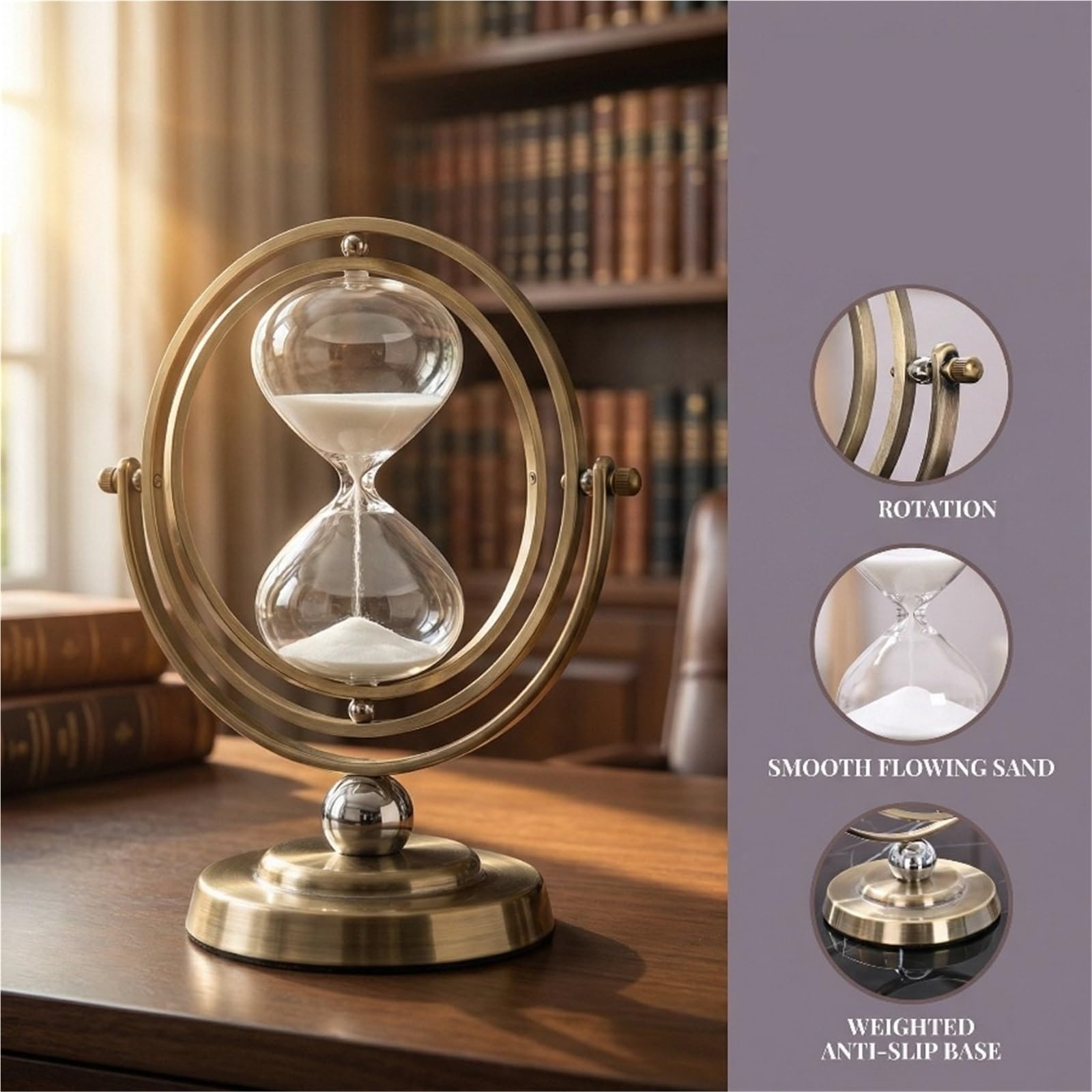 1 Stück rotierende Sanduhr, ästhetische, Vintage-Sanduhr für Hochzeits Dekoration