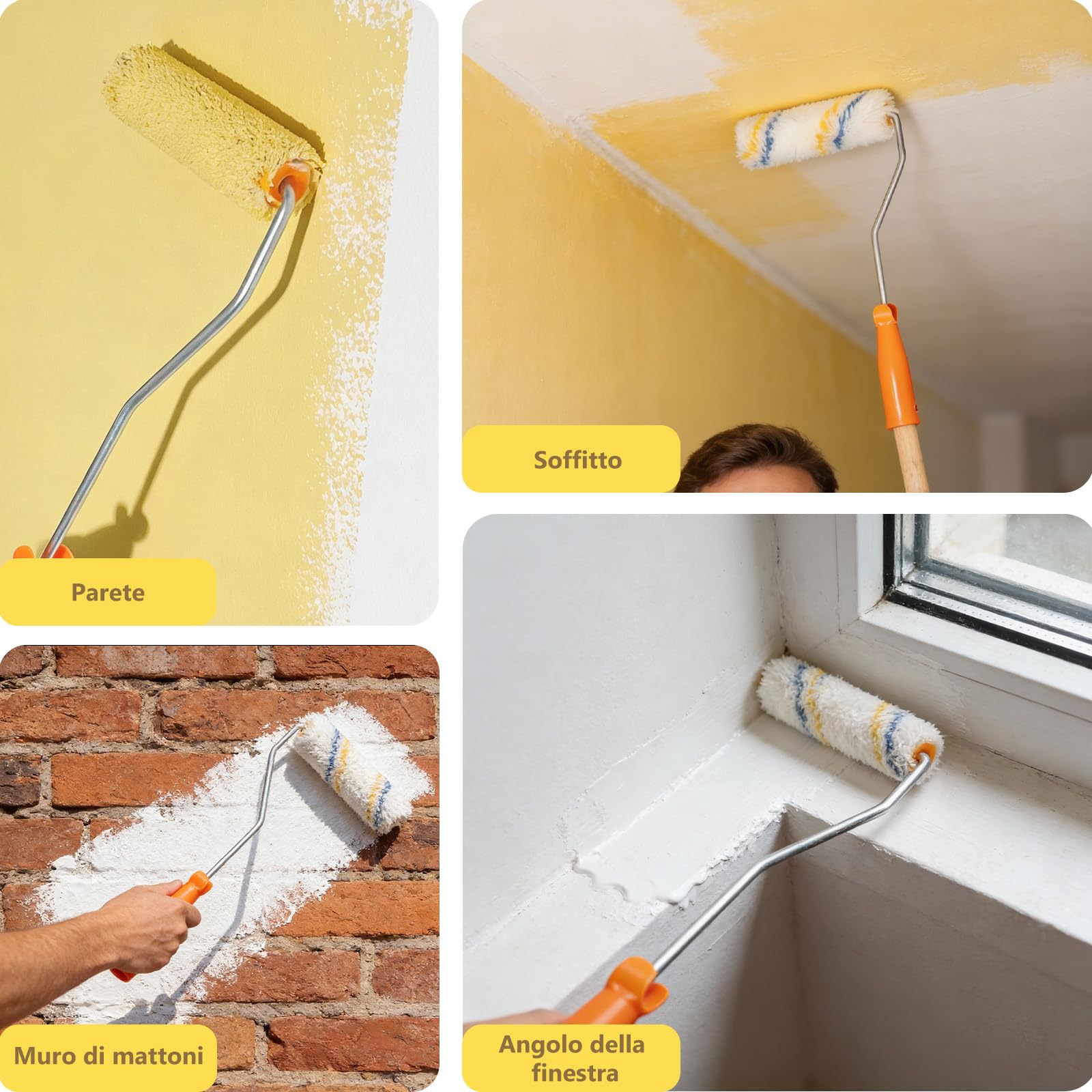 20 Pezzi 8CM Kit di Rulli per Pittura - Rullo Piccolo per Pittura con 2 Maniglie e 2 Pennelli, Rulli per Imbiancare per Verniciatura di Pareti, Soffitti e Porte