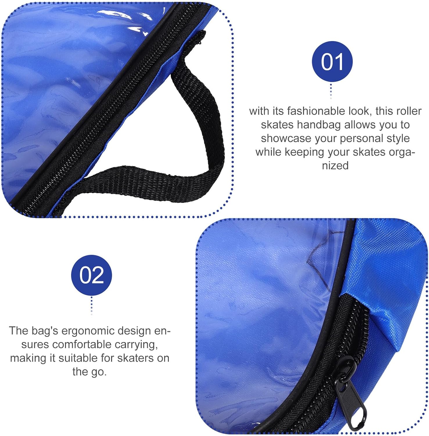 Toddmomy 2pcs Roller Skate Bag Inline Skate Backpack with Breathable Oxford Cloth, Large Capacity Handheld Carrying Case for Outdoor Roller Skating and Ice Skating