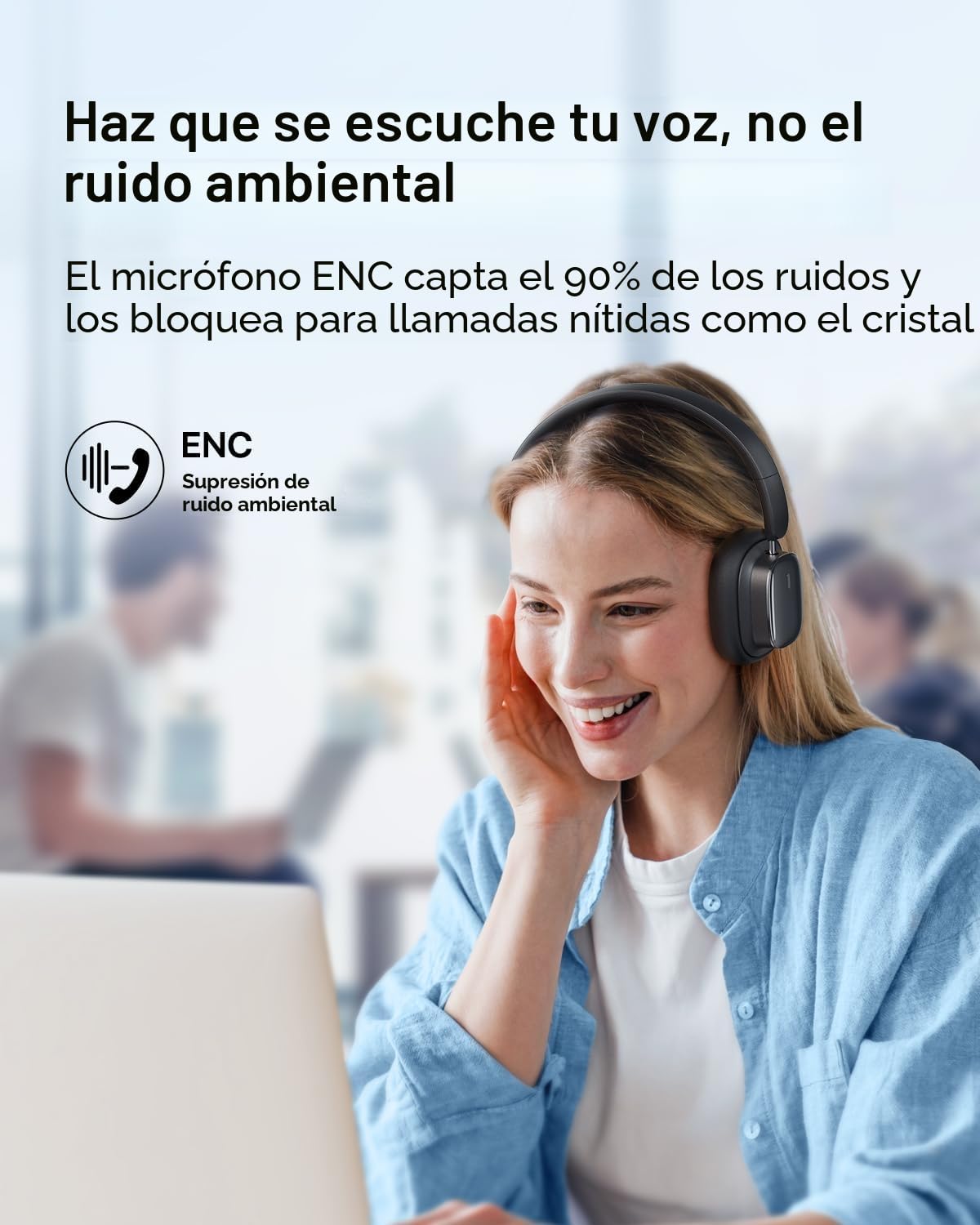 Baseus Auriculares con cancelación de ruido activo con batería de 100 horas, sonido LHDC Hi-Res, reduce el ruido hasta en un 95%, sonido espacial, micrófonos ENC, 0,038 s de baja latencia, auriculares