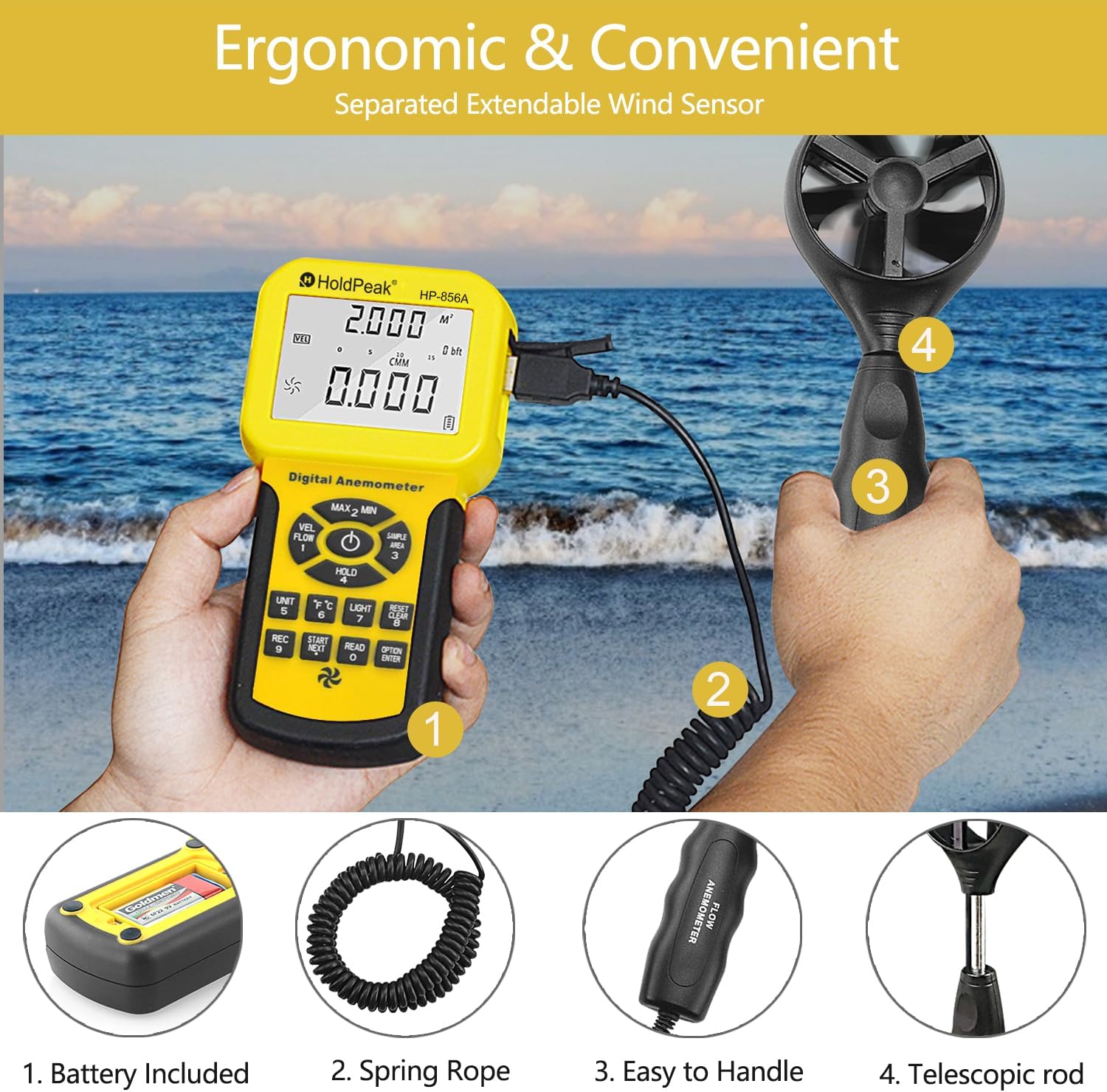 Connecting the extendable wind sensor to the main anemometer unit