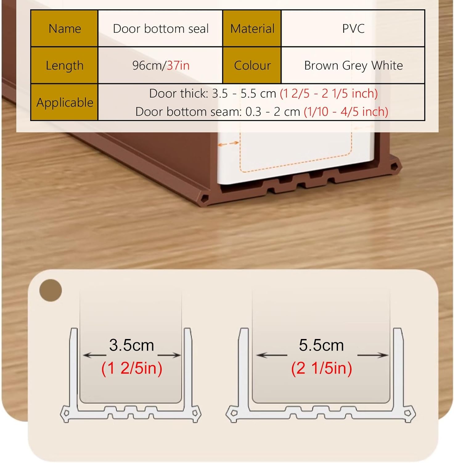 Home Cold Weather Door Draft Stopper - Windproof Double Front Door Bottom Seal, Soundproof Under Door Seal Strip(Brown)
