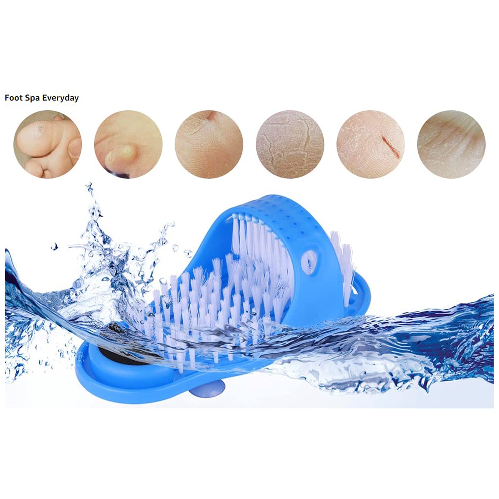 YWBL-WH Limpiador de Pies para Ducha, Masajeador de Limpieza de Pies, Zapatilla Exfoliante para 1000 + Cerdas con Ventosas para el Cuidado de los en el Baño