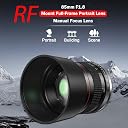 85mm Lens for Canon RF 85mm f1.8 Portrait Lens Manual Focus(MF) for Canon EOS R/Ra/RP/R3/R5/R5 C/R6/R6 Mark II /R7/R8/R10/R50/R100 Mirrorless Camera (for Canon R Series) gallery image
