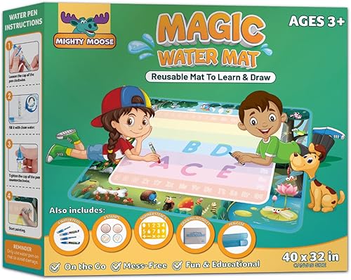 Miniatura 7 de Channie's Alfombrilla de agua reutilizable de dinosaurio mágica para niños de 3 años en adelante, tapete de dibujo acuático con bolígrafos de agua,